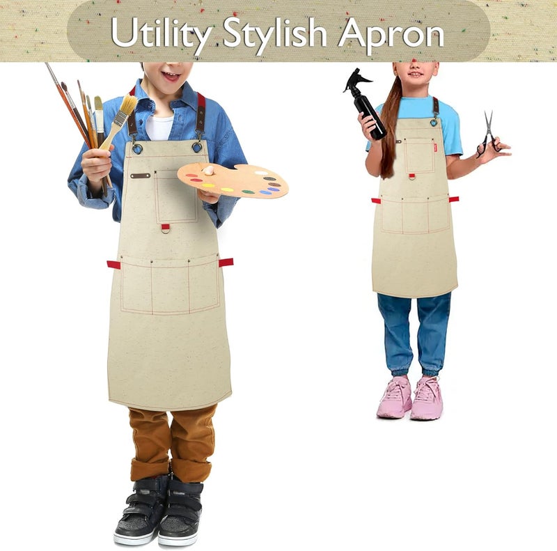 Stenffy Store Kids Art Aprons for Painting, Gardening, Cooking, Multiple Pockets, Kids Smock for Boys & Girls, Waterproof (Age6-12) - Image 2
